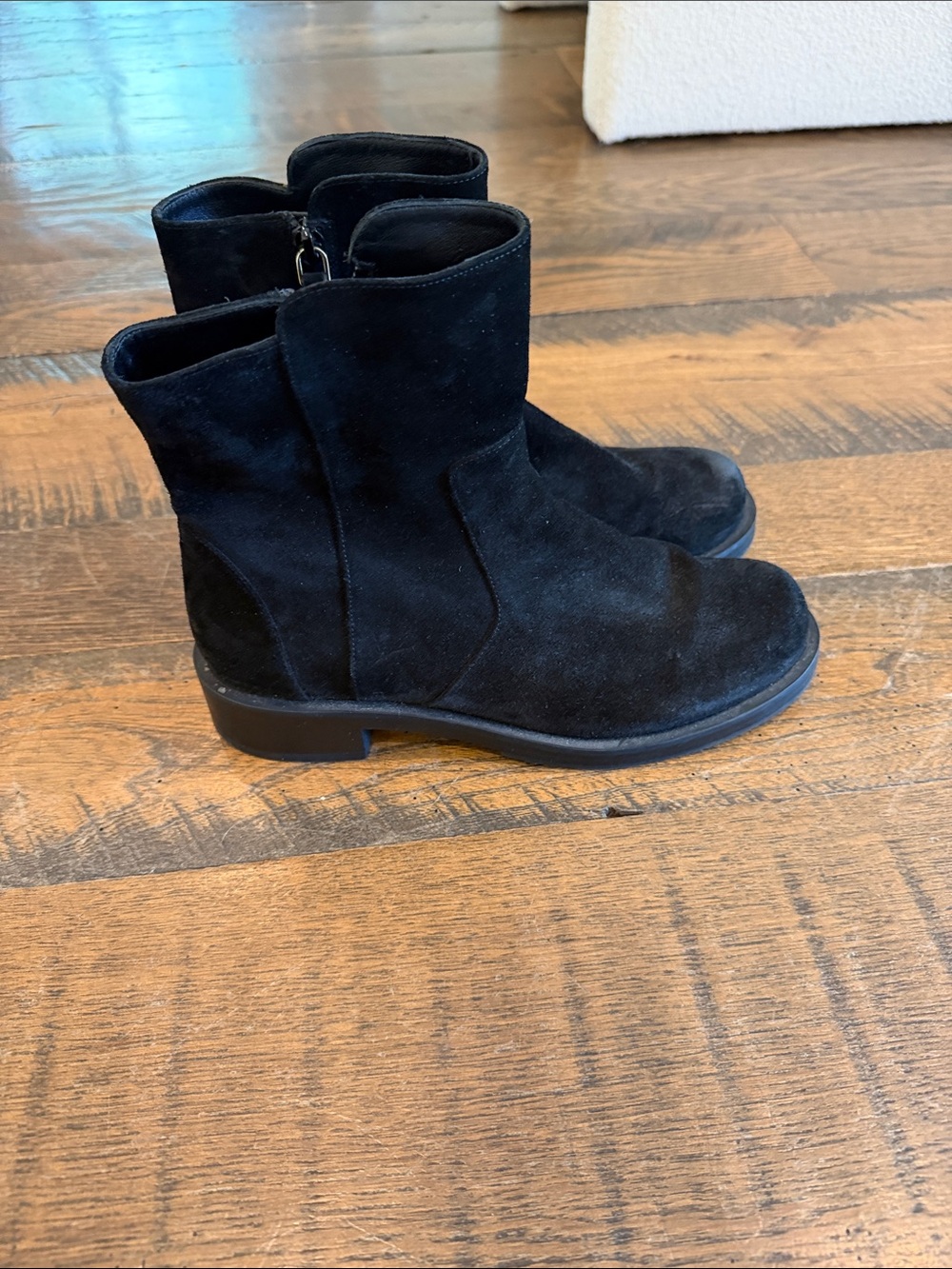 Stuart Weitzman Black Suede Ankle Booties, size 38 US, 8